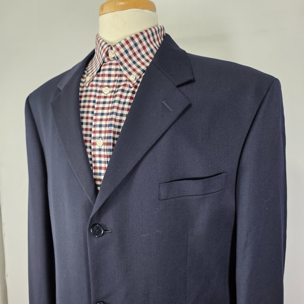 Jones New York Men's Sport Coat Blazer Three Button Navy Wool Blend Blend Sz 44L - Picture 8 of 15